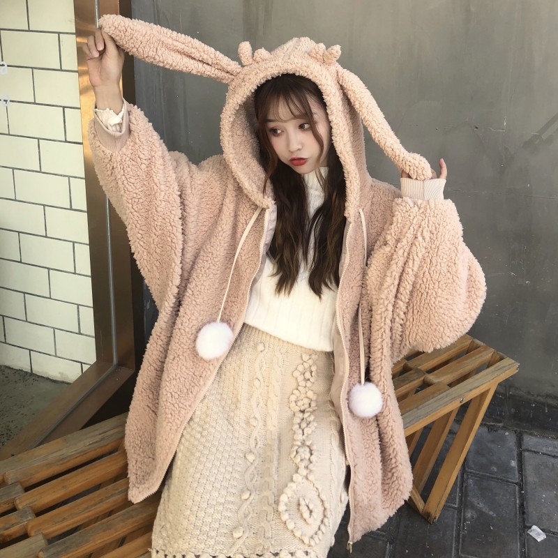 Title 12, Rabbit ears hooded loose sweater women