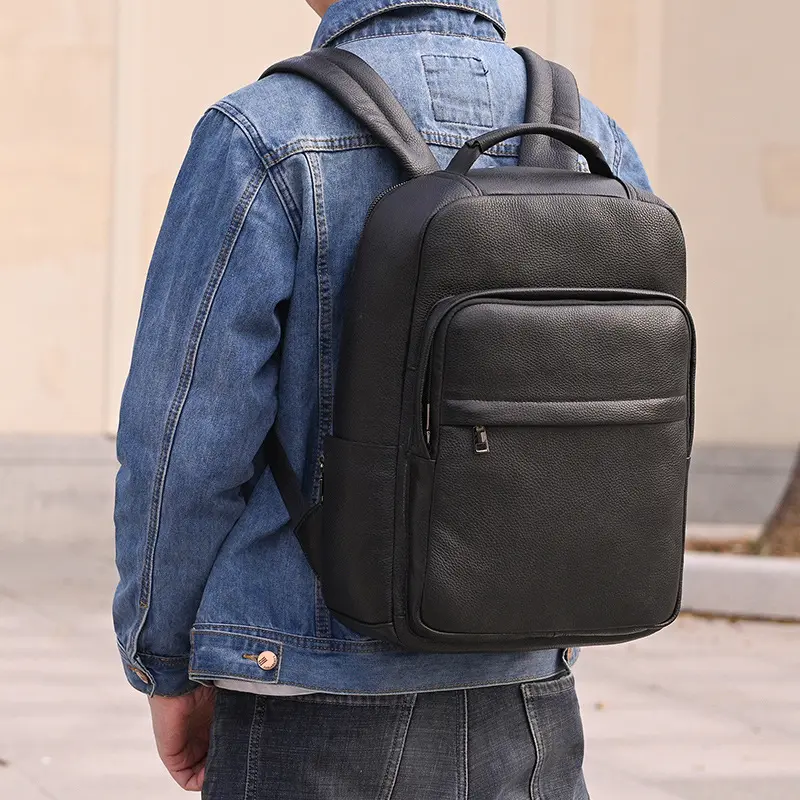 Men S Genuine Leather Backpack Cowhide Commuter