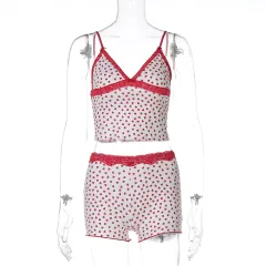 Floral-print Camisole And Slim-fit Shorts Set - Red - View 1