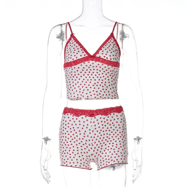 Floral print Camisole And Slim fit Shorts Set Red - Shop at LoveMi