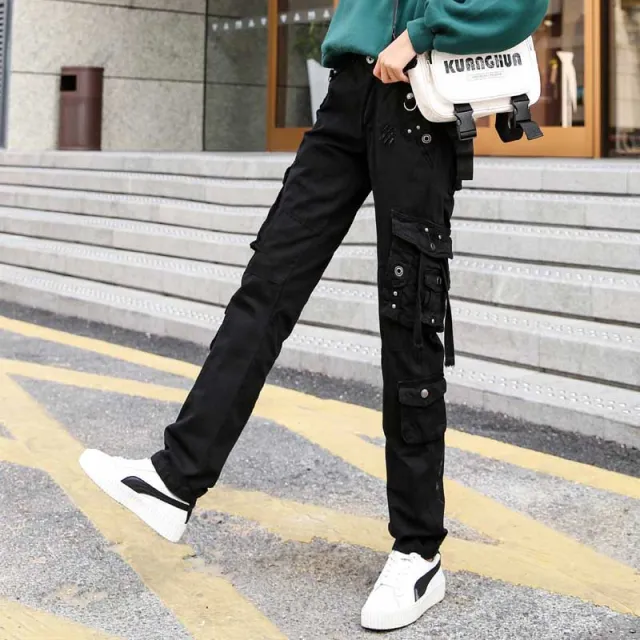 Women's Retro Plus Size Loose Slimming High end Cool Casual Pants Black - Shop at LoveMi