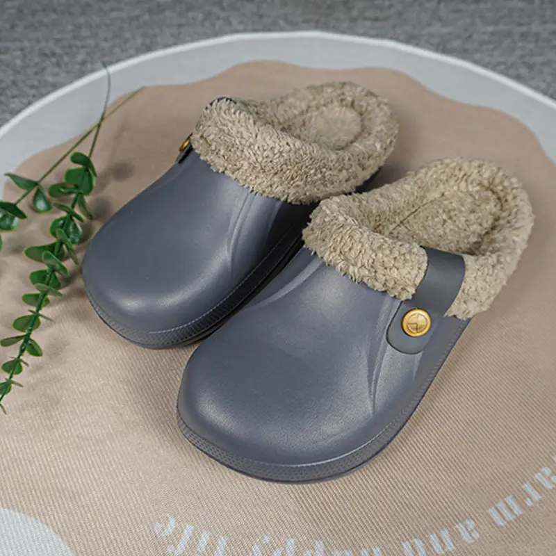 Mens Fleece-Lined Cotton Slippers For Home