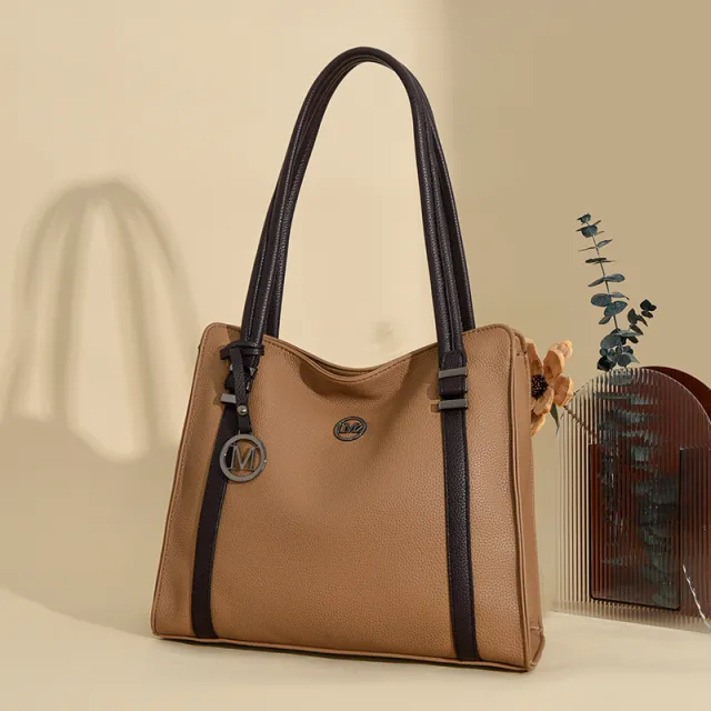 Fashion Genuine Leather Women Large Capacity Bag Khaki - Shop at LoveMi