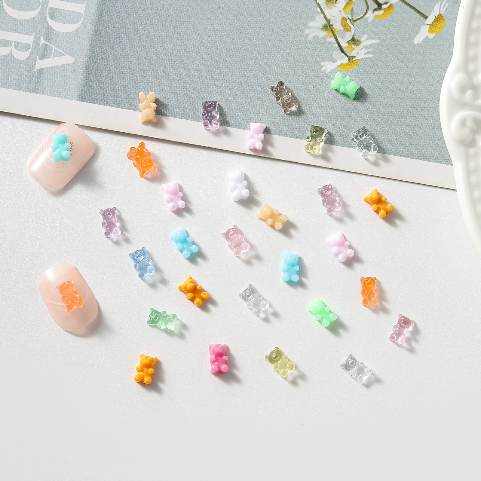 Macaron Mini Bear-shaped DIY Hairpin Phone Case And Nail Accessory 3
