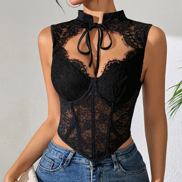 Girdle Fishbone Outer Wear Strap Camisole Black - Shop at LoveMi