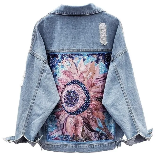 Loose Korean Style Jacket Heavy Industry Ripped Denim Blue - Shop at LoveMi