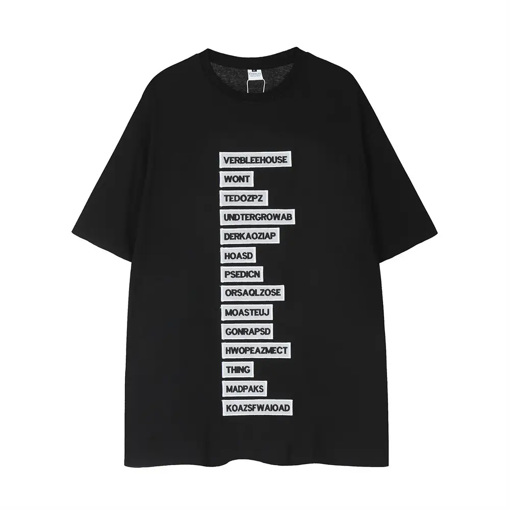 Embroidered Letters Loose Short Sleeve High Street Design