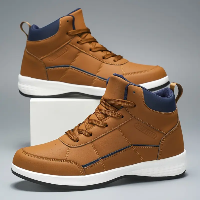 Men's Solid Color High Top Anti Slip Lace Up Boots
