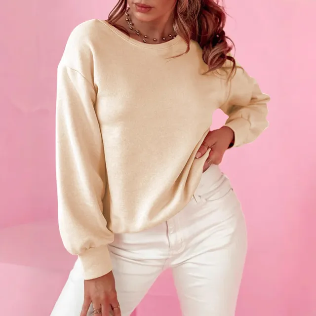 Apricot Bow Backless Round neck Sweater Apricot - Shop at LoveMi