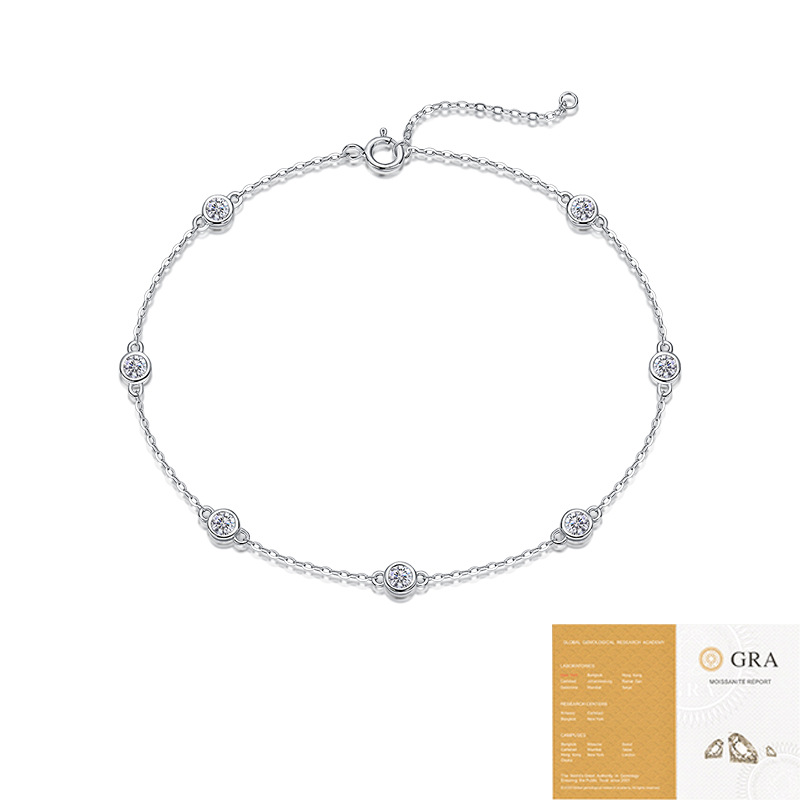 Stylish S925 Silver Five-Flower Light-Luxury Moissanite Bracelet
