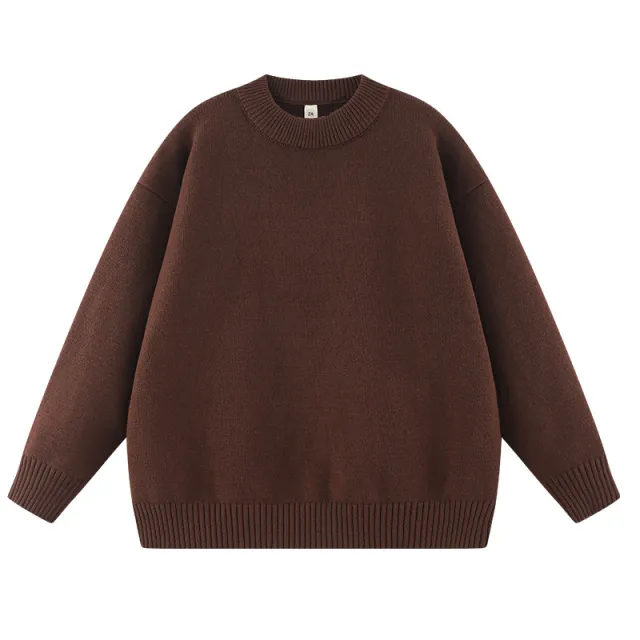 Women's Autumn And Winter Solid Color Loose Sweater Brown - Shop at LoveMi
