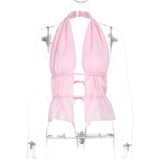 Summer Hollow Out Versatile Vest Women Pink - Shop at LoveMi