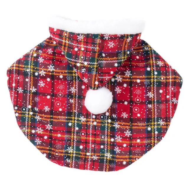 Cat Christmas Cape Hat Plush Shawl Plaid Christmas Cloak - Shop at LoveMi