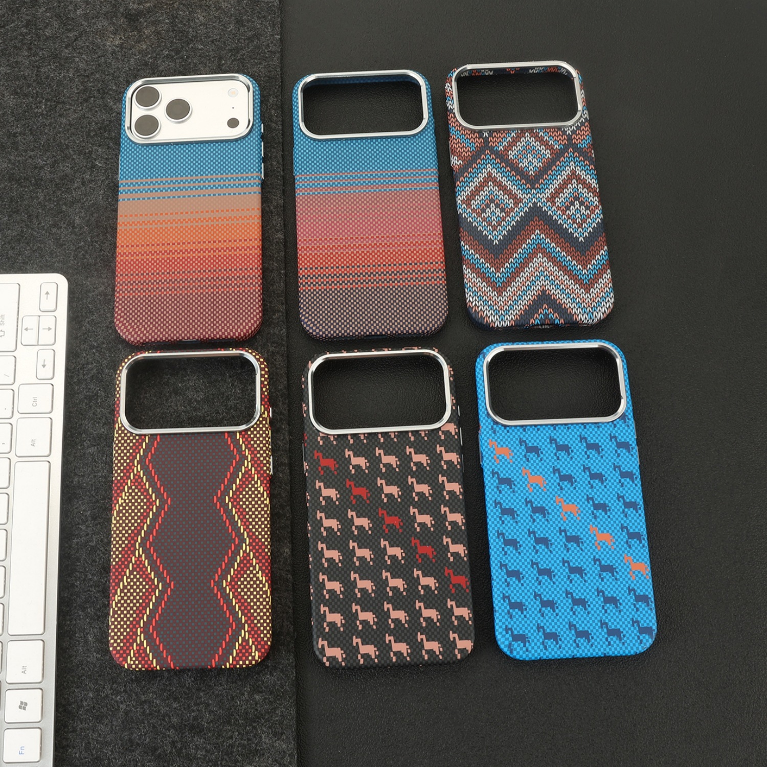 Carcasă de telefon magnetică cu capac de protecție din textură din fibră de carbon