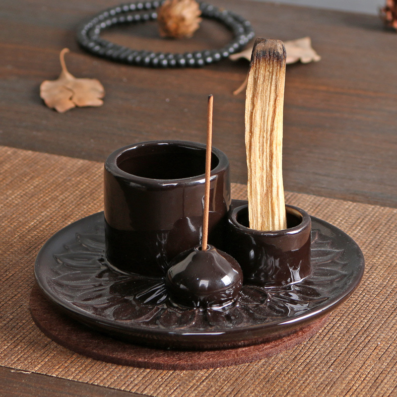 3 In 1 Ceramic Incense, Cone and Smudge Stick Burner