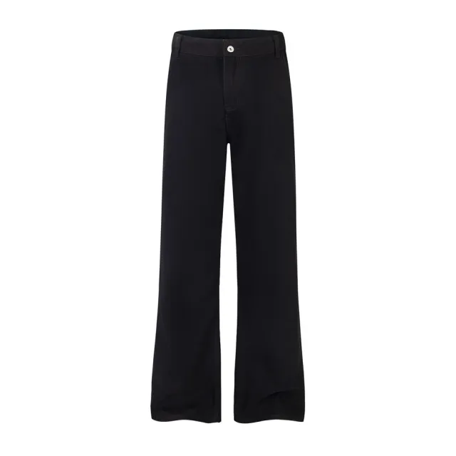 Punk Wash Denim Distressed Straight leg Trousers Street Fashion Retro Black - Shop at LoveMi