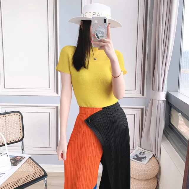 Women's Chiffon Shirt Temperament Half Neck Top Yellow - Shop at LoveMi