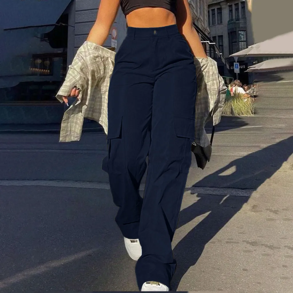 Multi-Pocket Workwear Straight-leg Trousers - Navy