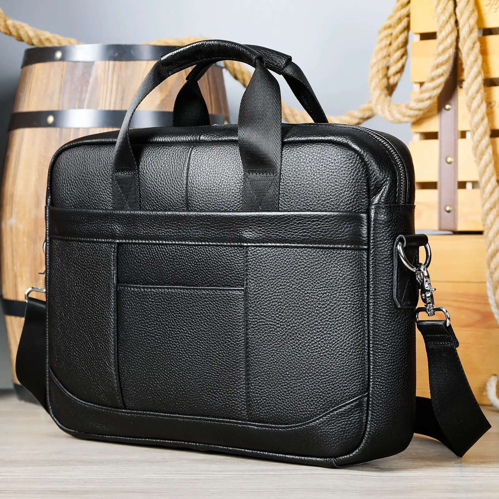 Men's Official Document Leather Casual Computer Bag