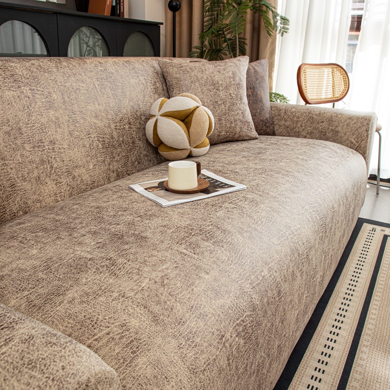 Faux Leather High-Elastic Fully Wrapped Sofa Cover