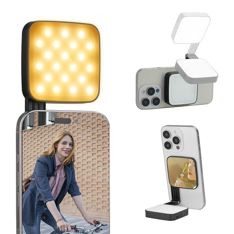 Square Magnetic-suction Foldable Dual-sided Fill Light For Mobile Livestreaming