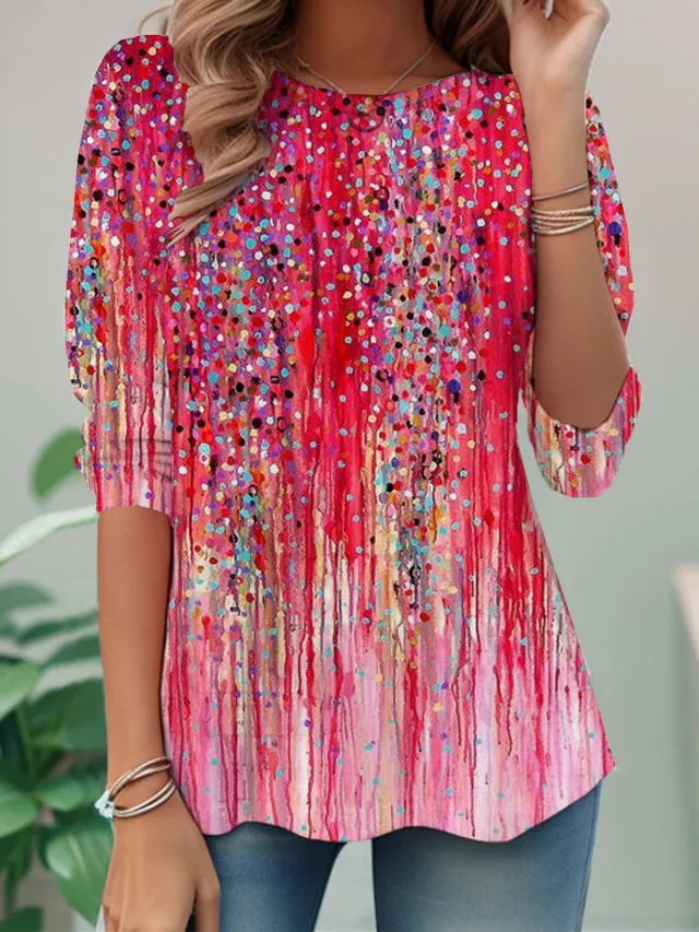 Ladies New Printed Pullover Long Sleeve T shirt Floral - Shop at LoveMi