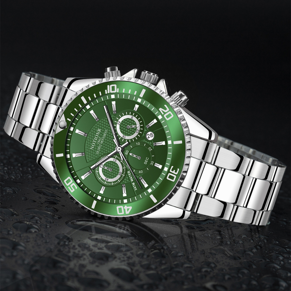 Title 21, Reloj de lujo dorado verde para hombre resisten...