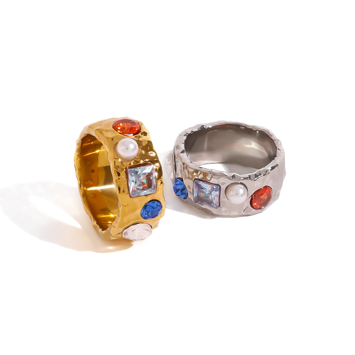 Multicolor Zircon Simple Ring Round