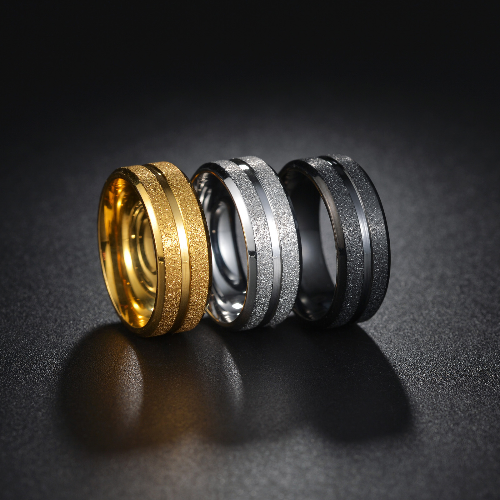 European And American Electroplated Placer Gold Jewelry 8mm Stainless Steel Ring