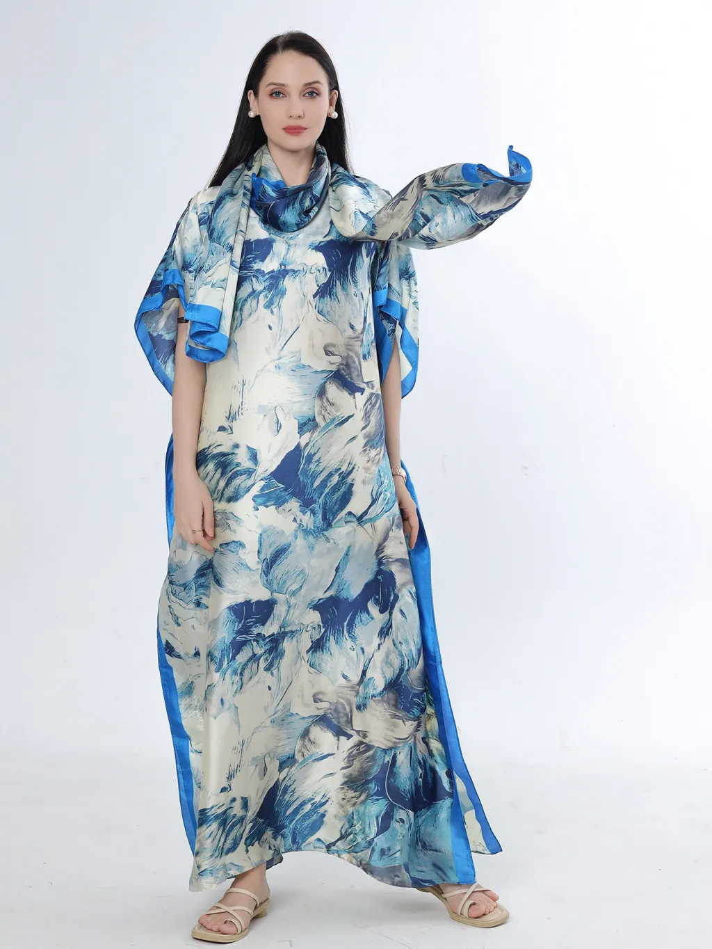Beach Vacation Silk-like Bikini Blouse - Style 22-90X140Cm