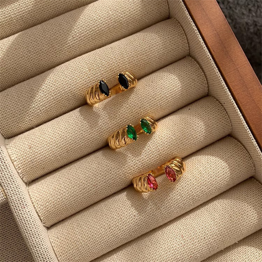 Colorful Gemstone Open Ring For Women Special-interest Design Refined Stylish And Versatile