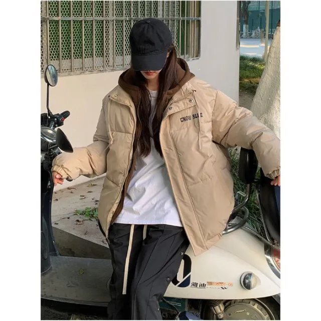 Winter Thickened Women's Warm Loose Large Size Student Cotton Coat Apricot - Shop at LoveMi