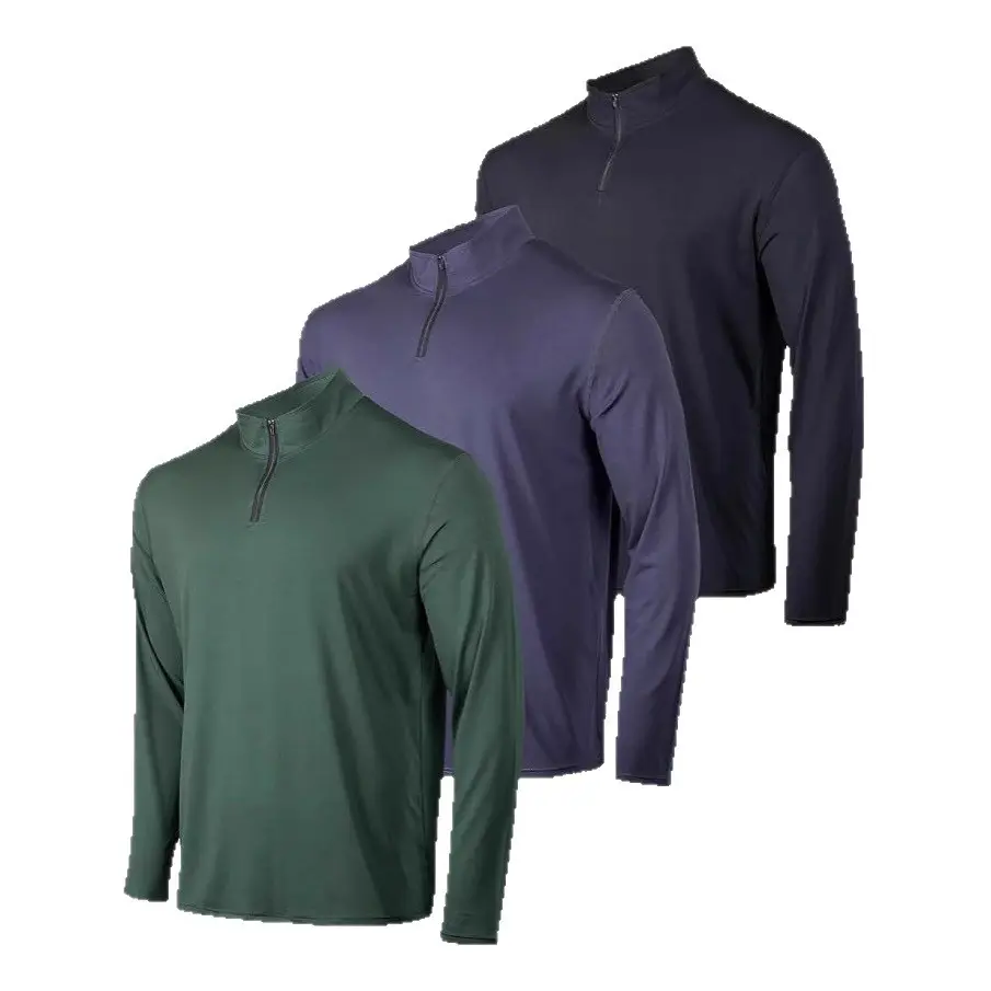 Men's Long-Sleeve Stretchy Breathable Quick-Drying Casual Half-Zip