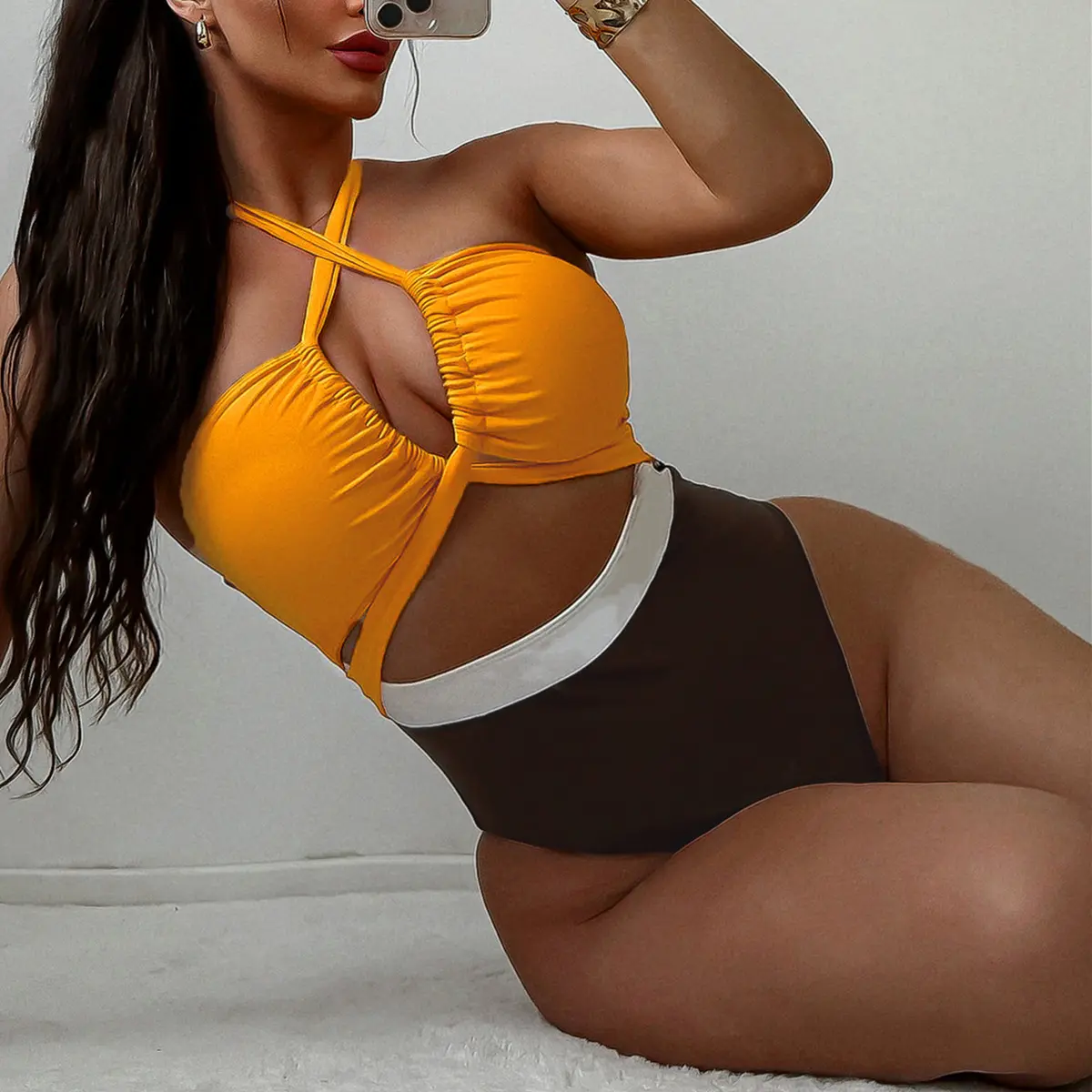 Sexy Two-piece Spliced Halter Swimsuit