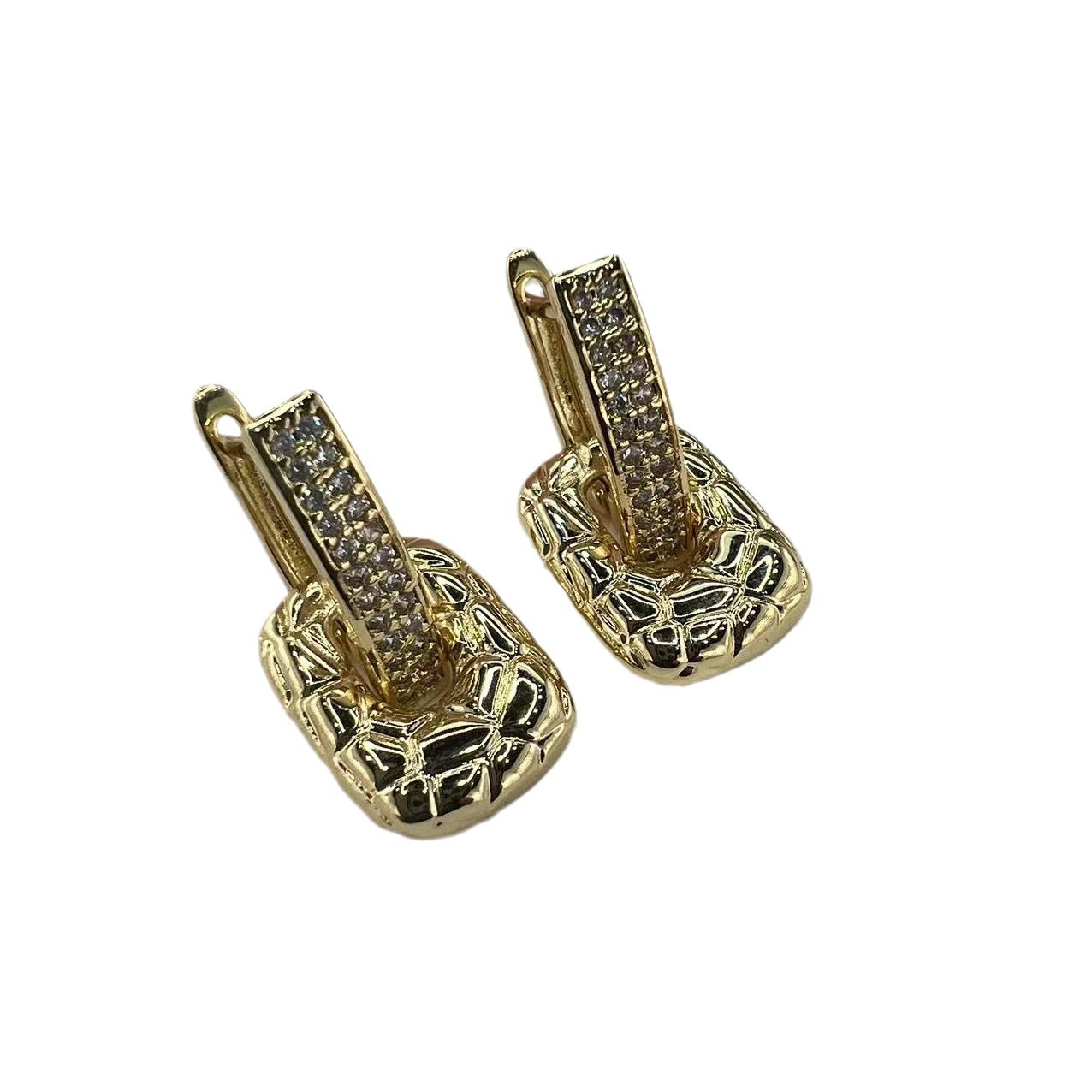 Creative Pure Copper Gold Plated Ear Clip Sterling Silver Needle