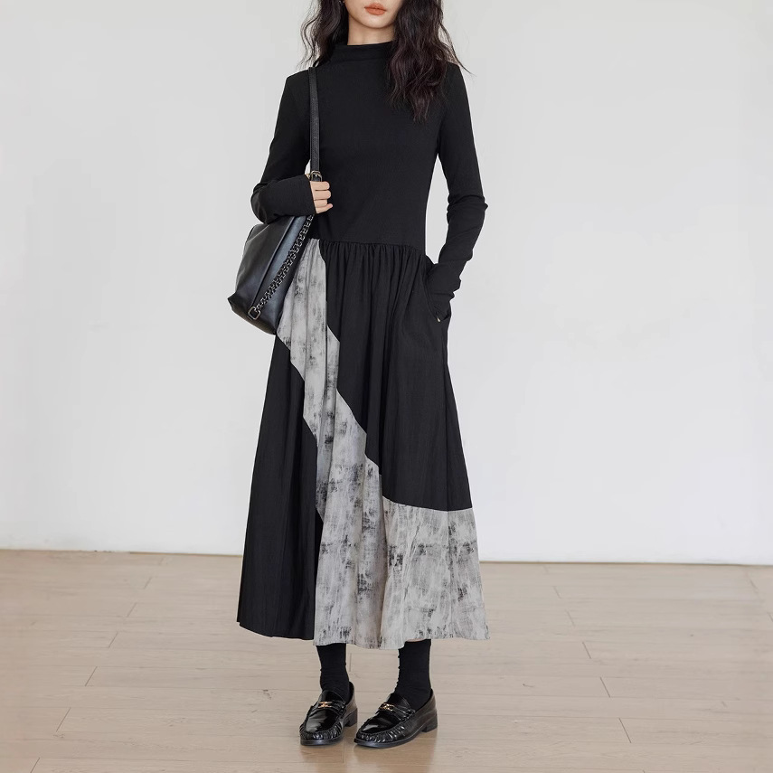 Cold Wind Black Irregular Inner Dress