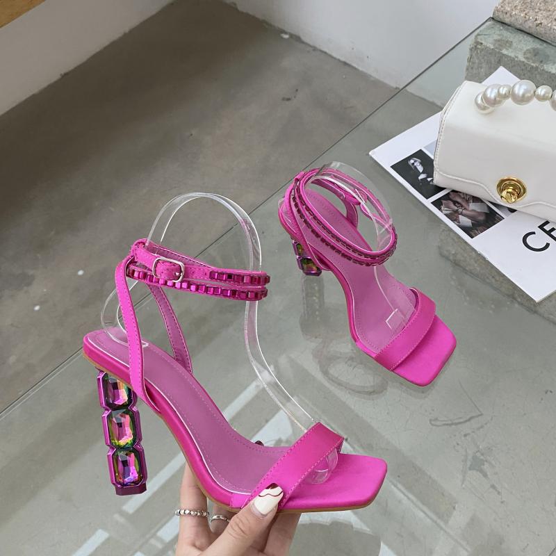 Rhinestone Ankle Strap Crystal Heel High Heels