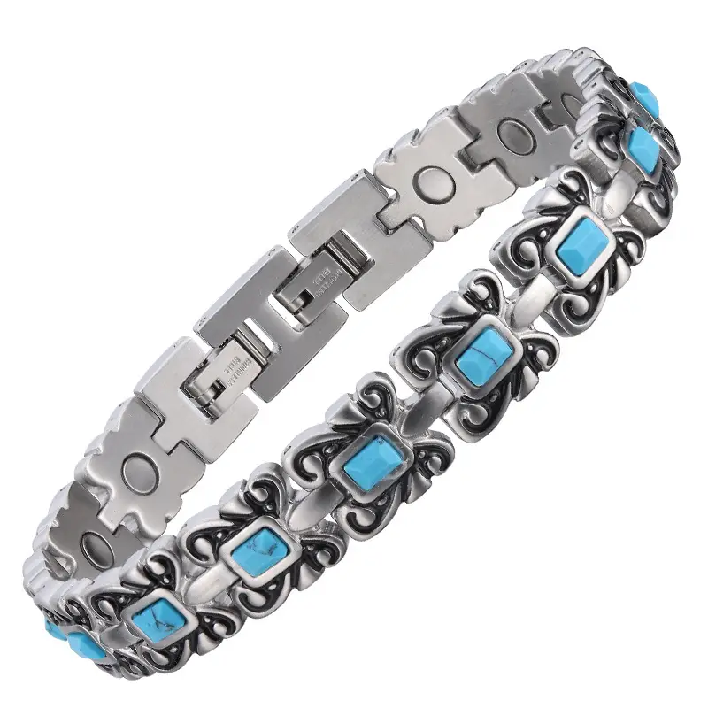 Factory Exclusive Supply Red Copper Titanium Steel Magnetic Cross Bracelet
