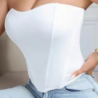 Body Shaping Fishbone Chest Wrap Women's Vest High Waist Slim Corset White - Shop at LoveMi