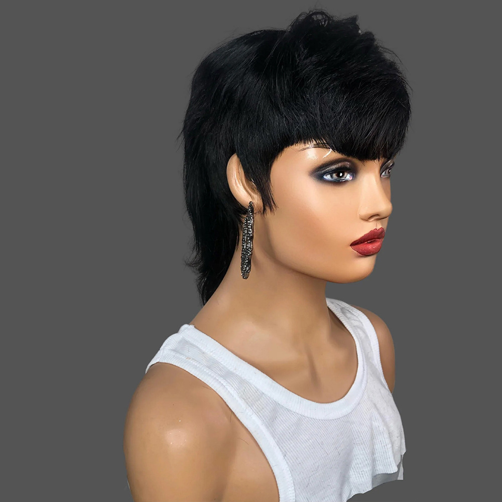 Full Machine Made Wig With Bangs Human Hair Wigs — foto 5