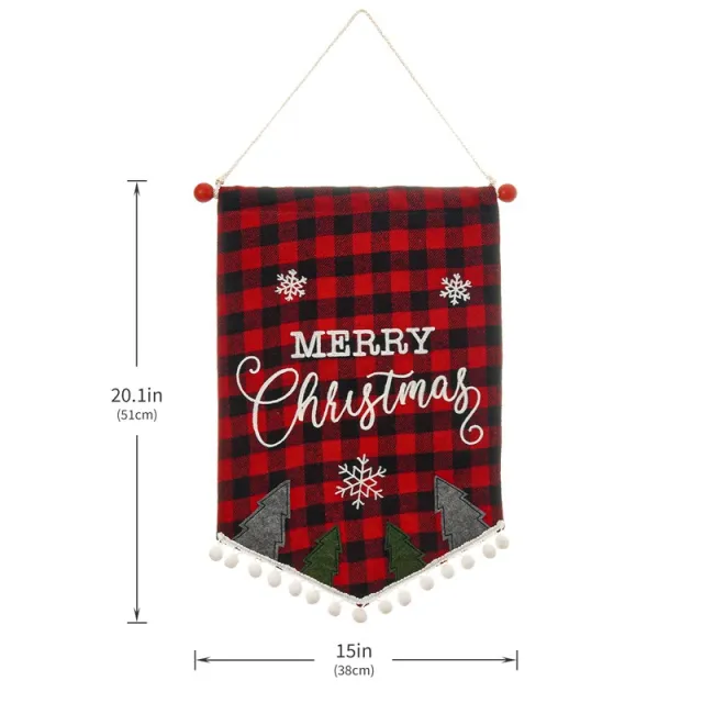 Christmas Fashion Minimalist Ornament Wall Flag Red And Black Plaid Tree Flag - Shop at LoveMi