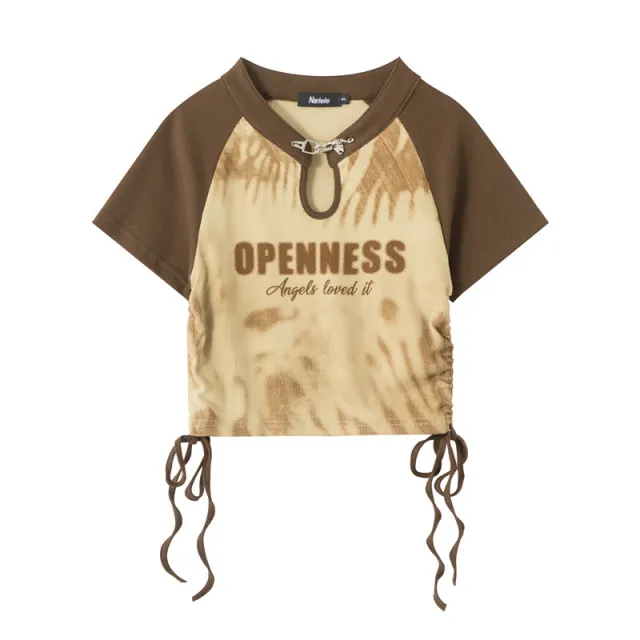 New Short sleeved T shirt Women's Summer Strap Raglan Sleeve Brown - Shop at LoveMi
