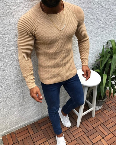 Title 5, Mens round neck solid color sweater fashion lo...