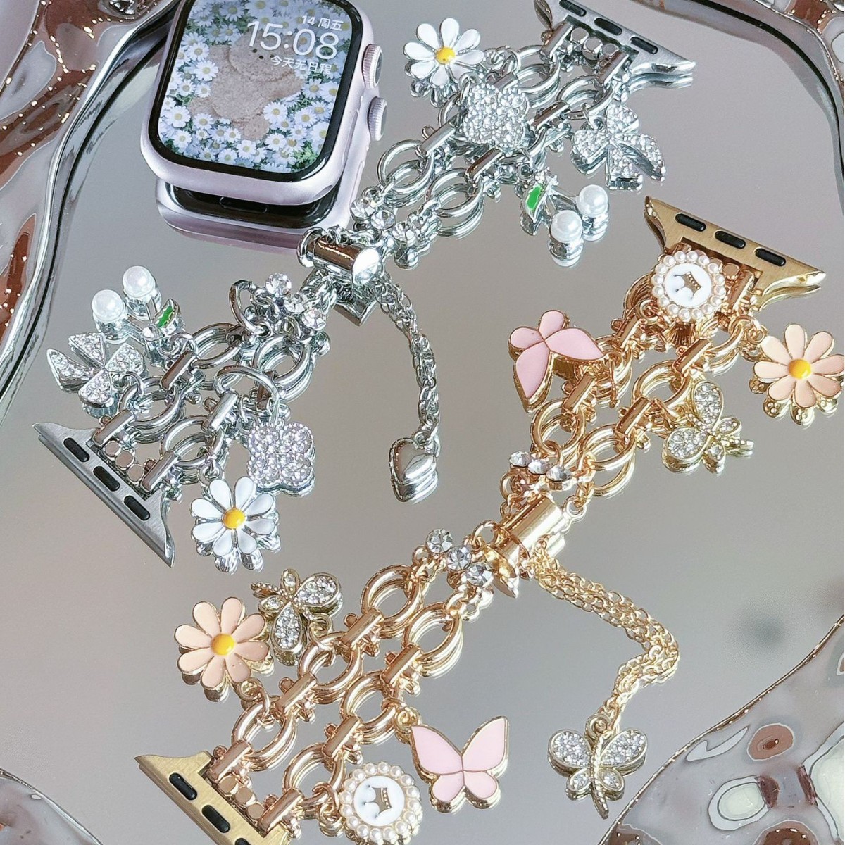 Metal Butterfly Flower Watch Bracelet
