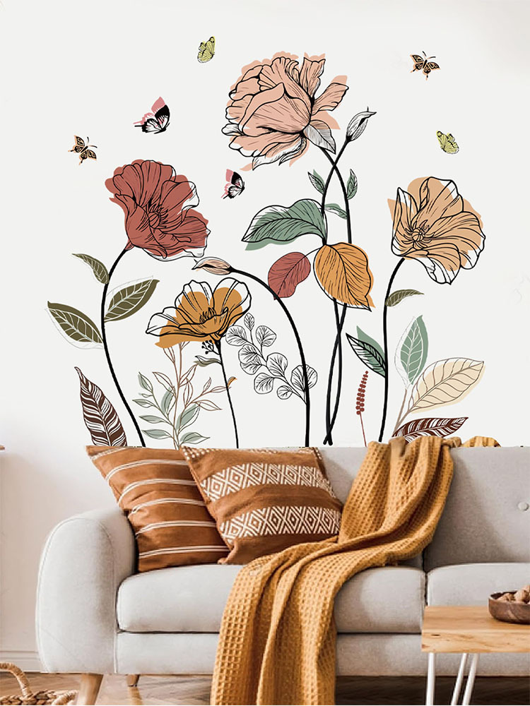 Title 5, Bohemian Flower Wall Sticker Wildflower Wall Ar...