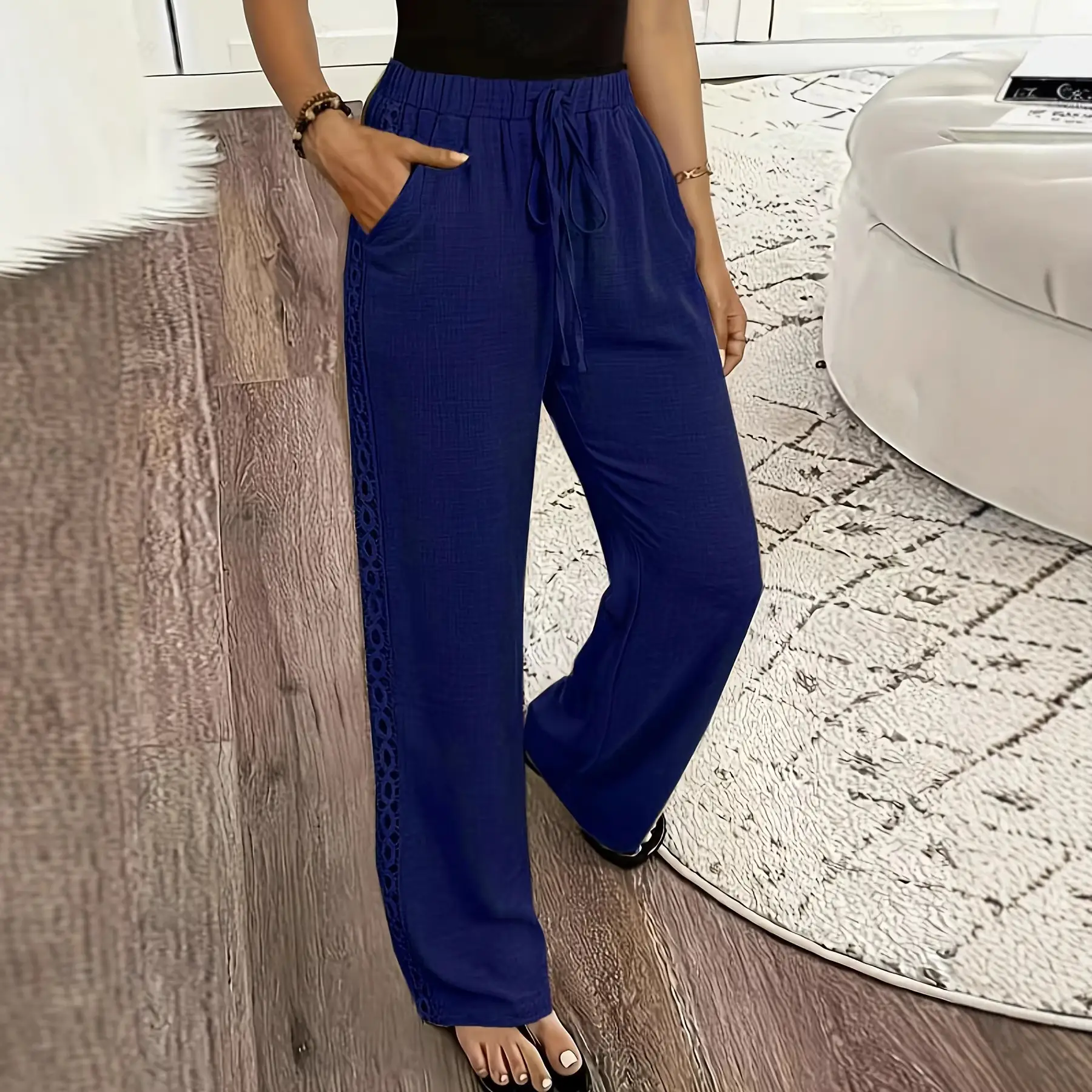 Slanted-pocket Casual Pants For Women In European And American Styles Long Pants