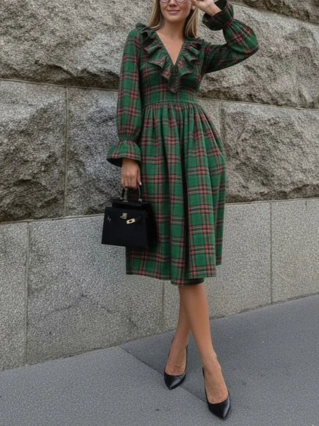 New Women's Christmas Green Red Dress Green - Shop at LoveMi