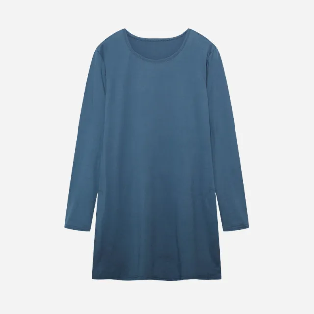 Women's Long Sleeve Slim Fit Slimming Slit Long T shirt Navy Blue - Shop at LoveMi