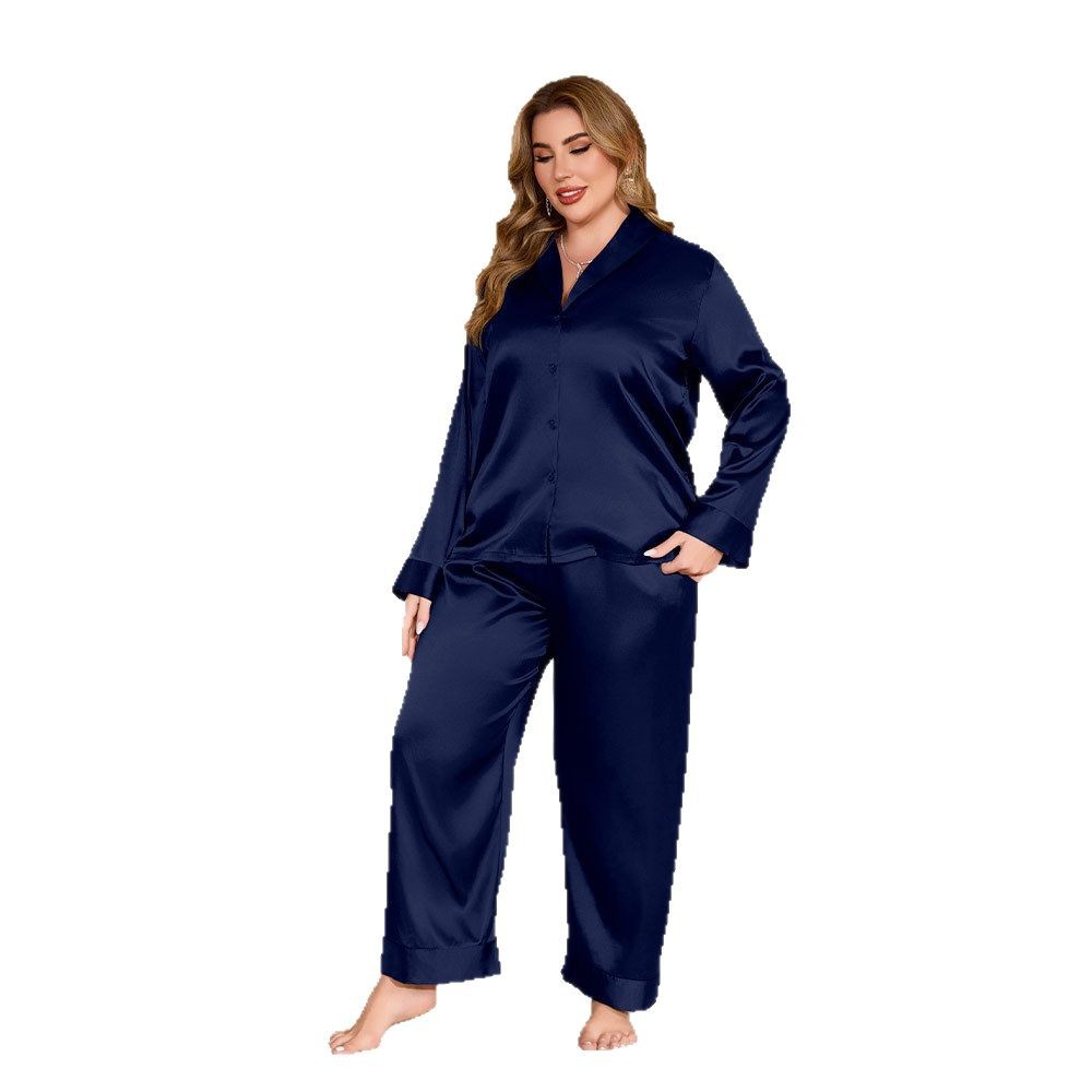 Women's Plus Size Cardigan Ice Silk Pajamas