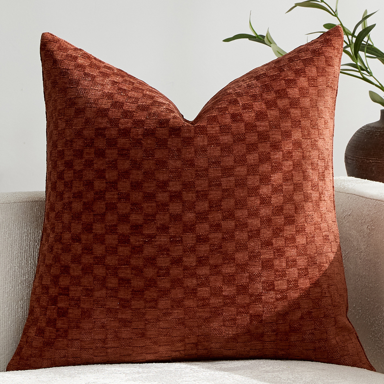Chenille Three-dimensional Small-check Throw Pillow Sofa Cushion Cover Solid Color — foto 13